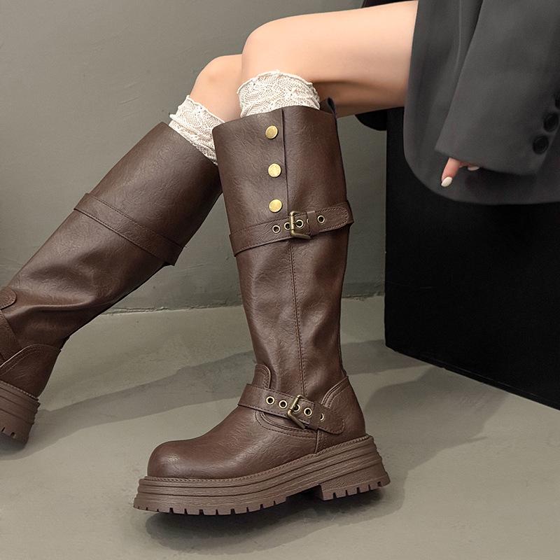 Thick-soled two-wear British Martin boots women's 2025 autumn and winter new Maillard medium boots small height-increasing women's boots