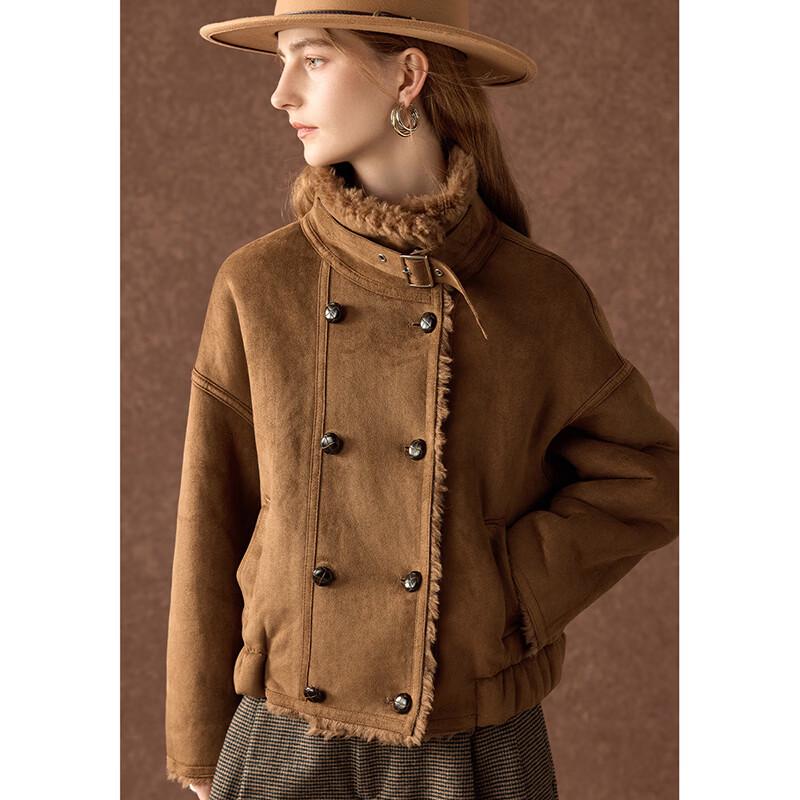 Wudao Luxurious 100% Lamb Wool Patchwork Fur Coat