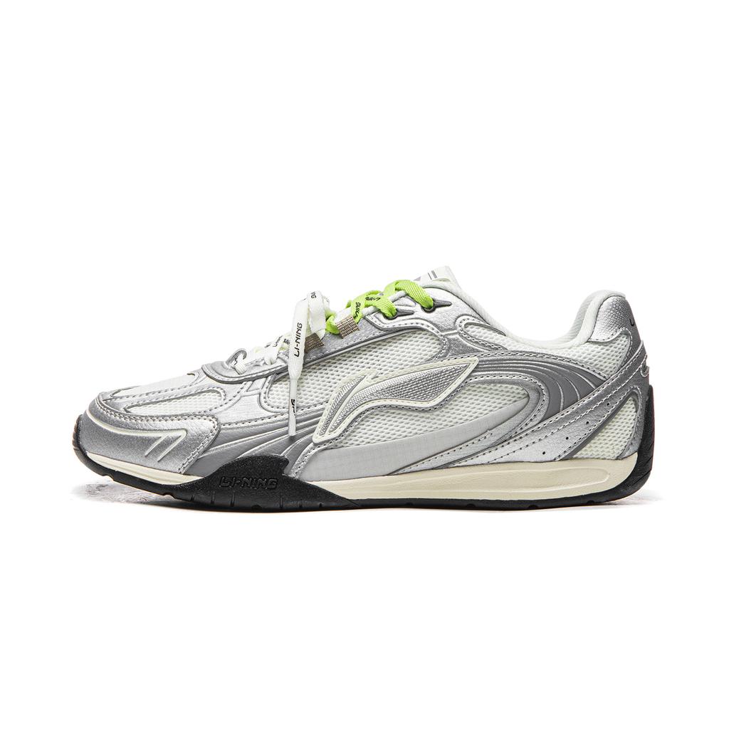 Li Ning Film CLASSIC Slip Resistant, Abrasion Resistant, Lightweight Low Top Casual Shoes Women's Silver White AGLW196-2
