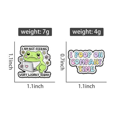 Not Very Worky Enamel Pins I Poop On Company Time Brooches Lapel Badges Cartoon Froggy Work Meme Jewelry Gift for Friends