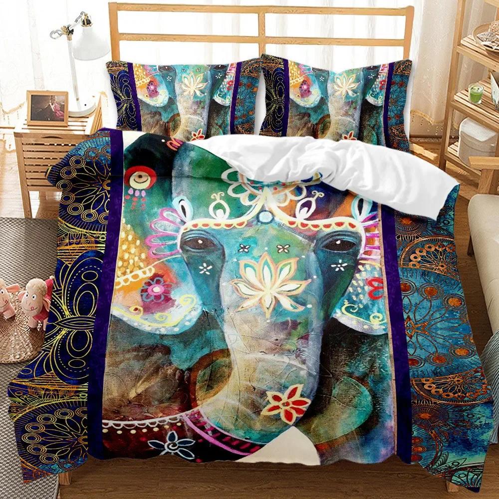 Soft Duvet Cover Set 3D Animal Elephant Beding Set Adult Peoples Winter Twin Ful Quen King Bedrom Set Home Textile House De Couete