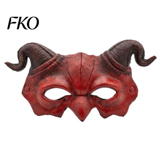 Gothic Demon Mask Halloween Ram Horn Mask, Horror Devil Half Face Lightweight Masquerade for Cosplay Costume Party
