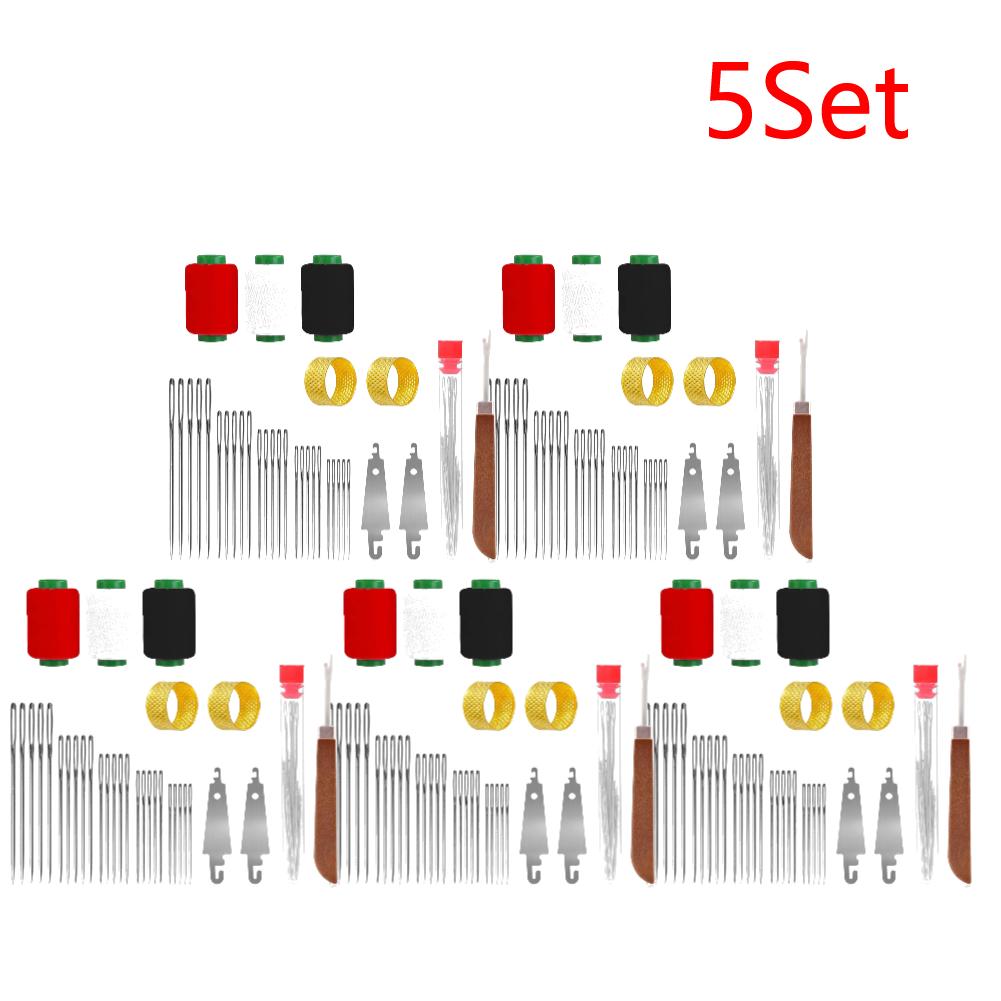 34PCS Big Eye Steel Sewing Needles Kit 5 Size Needles Stainless Steel Yarn Knitting Needle for Stitching and Crafting Project