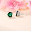Cute Female Green Round Zircon Stone Stud Earrings Unique Silver Color Wedding Jewelry For Women
