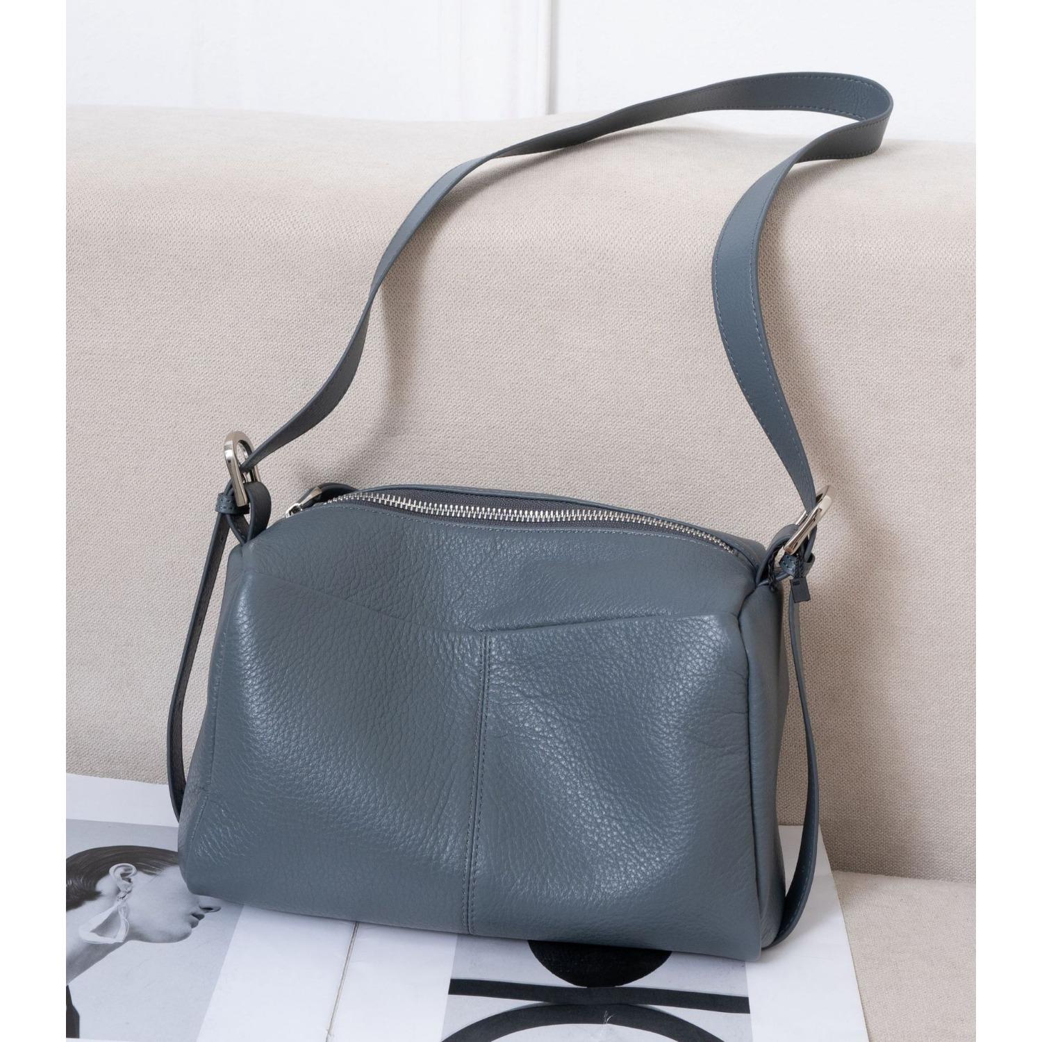 

Универсальная женская сумка из коровьей кожи Niche, сумка-мессенджер через плечо, простая и практичная женская сумка, сумка на молнии из мягкой кожи павлин голубой