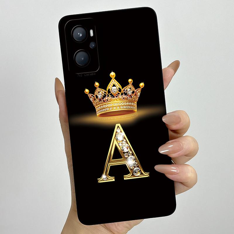 For Realme 9i 4G RMX3491 / Oppo A96 CPH2333 Fashion Initial Letter Couple Phone Case Soft Silicone TPU Lens Protective Casing