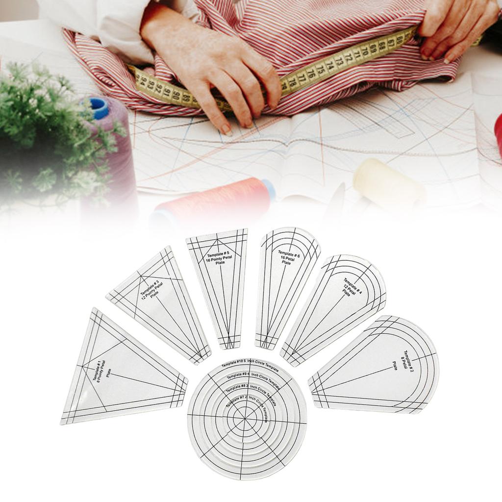 10 Pcs Quilting Template Ruler Multifunctional Regular Plate Template Acrylic Clear Patchwork Ruler for Sewing Quilting