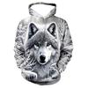 Hættetrøje til Børn Sort Hvid Ulveprint Langærmet Sweatshirt Afslappet Løs Børnetop Udendørs Streetwear Dreng Barn Sweatshirt