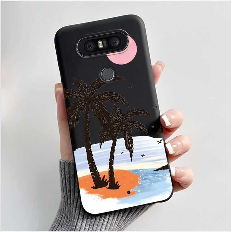 Cute Case For LG Q8 Funda Fashion Capa Coque Printing Shell Protective Cover Soft Silicone Cartoon Black Casing