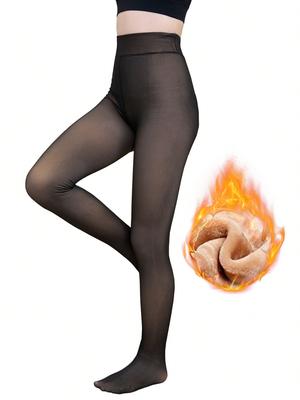 Fleece Lined Tights Sheer Women - Fake Translucent Warm Pantyhose Leggings Sheer Thick Tights, For Winter