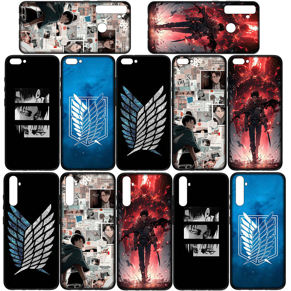 Kryt pro iPhone 15 14 Xiaomi Redmi Note 13 12 11 Pro Max X 8 7 9 XR Samsung Galaxy S24 S23 OPPO S9 Huawei Anime Levi Eren Jaeger Pouzdro Attack na titan