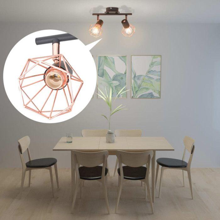 VidaXL Plafonnier avec 2 Projecteurs Lampe de Plafond Eclairage Lustre Luminaire de Salon Salle de Séjour Maison Intérieur 244389