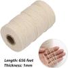 1/2 Stück Baumwollschnur, 656 Fuß 1MM, Küchen-Koch-Bäckerseil zum Braten von Fleisch, Natürliche Schnur für Geschenkverpackung, Gartenarbeit