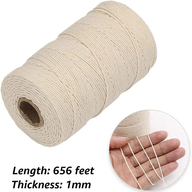1/2 Stück Baumwollschnur, 656 Fuß 1MM, Küchen-Koch-Bäckerseil zum Braten von Fleisch, Natürliche Schnur für Geschenkverpackung, Gartenarbeit