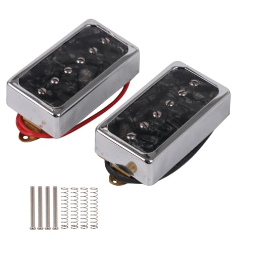 Yibuy 2-Piece Black Pearl Single Coil Pickup Bridge and Neck Set for Electric Guitar Parts