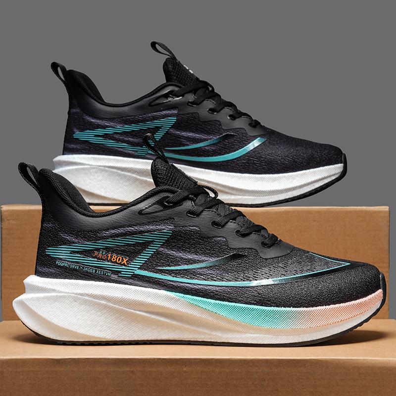 

Кроссовки для бега Marathon Air Cushion для мужчин, дышащие, легкие, женские, удобные, спортивные, нескользящие, с углеродной пластиной 46 чёрный