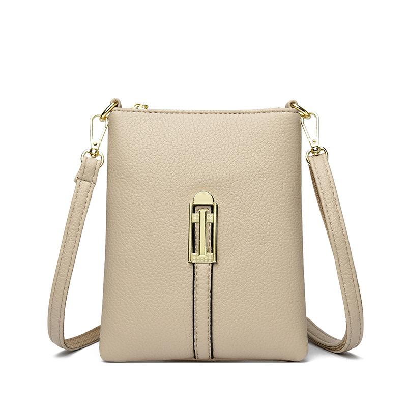 

Мягкая кожаная женская сумка через плечо для мобильного телефона, модная и трендовая сумка на одно плечо, вместительная абрикосовый