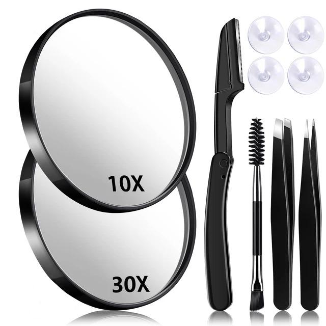 1/3pcs Magnifying Mirror and Eyebrow Tweezer Set, 30X Magnified Makeup Mirrors with 2 Suction Cups, Tweezers and Eyebrow