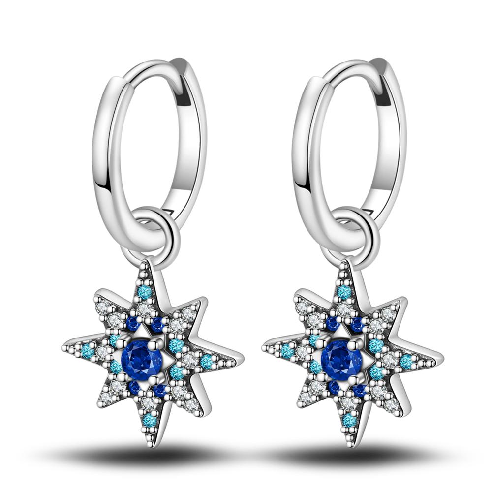 925 Silver Earrings Blue Zircon Stars Butterfly Love Heart Jewelry Women Earrings Luxury Accessories Graduation Gift