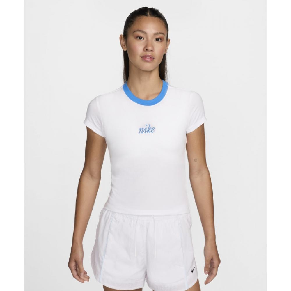 

Nike Спортивная футболка Chill Knit Slim Crop W Белый Светло-голубой HF8820 100