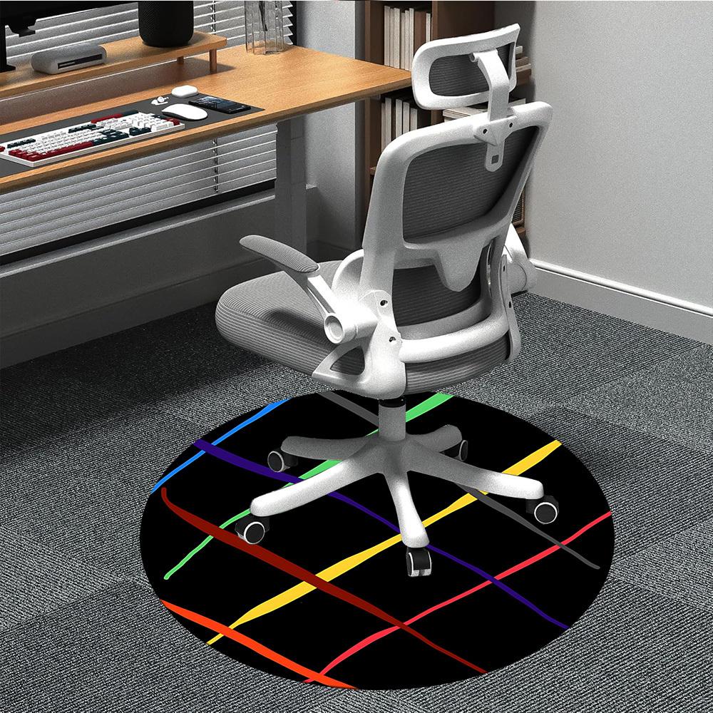 1pc Abstract Pattern Carpet, Round Non Slip Durable Large Size Office Carpet, Suitable for Office