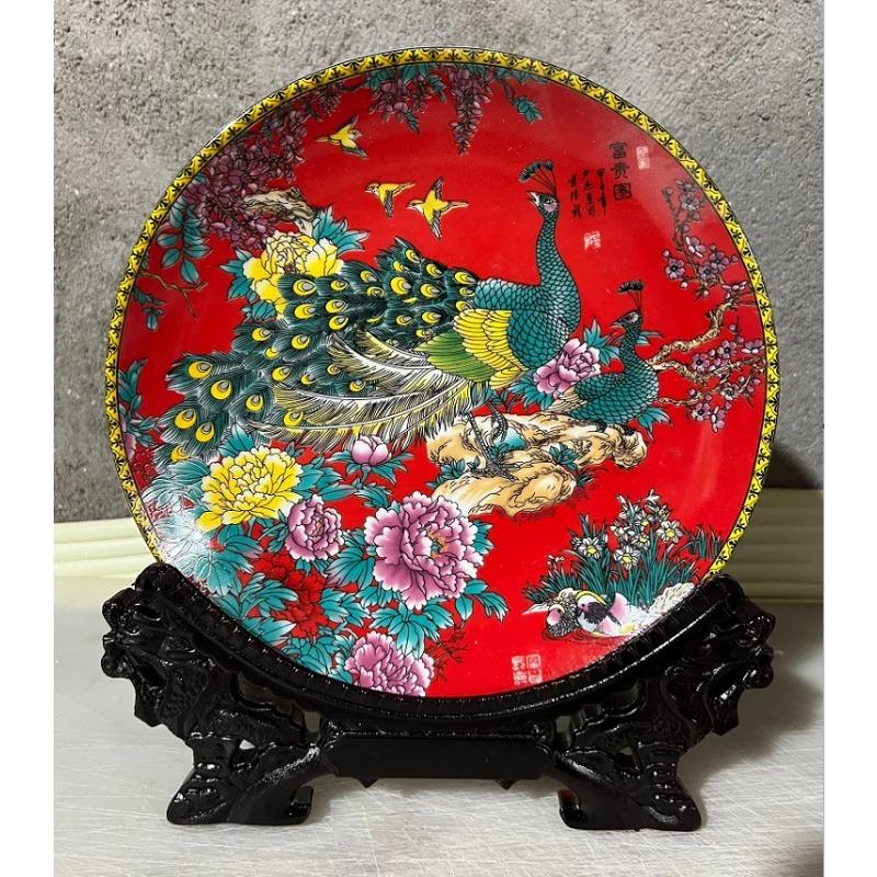 20CM Ceramic Plate Ornaments Home Decorations Furnishings Flower Arrangement Home Crafts Modern With Base