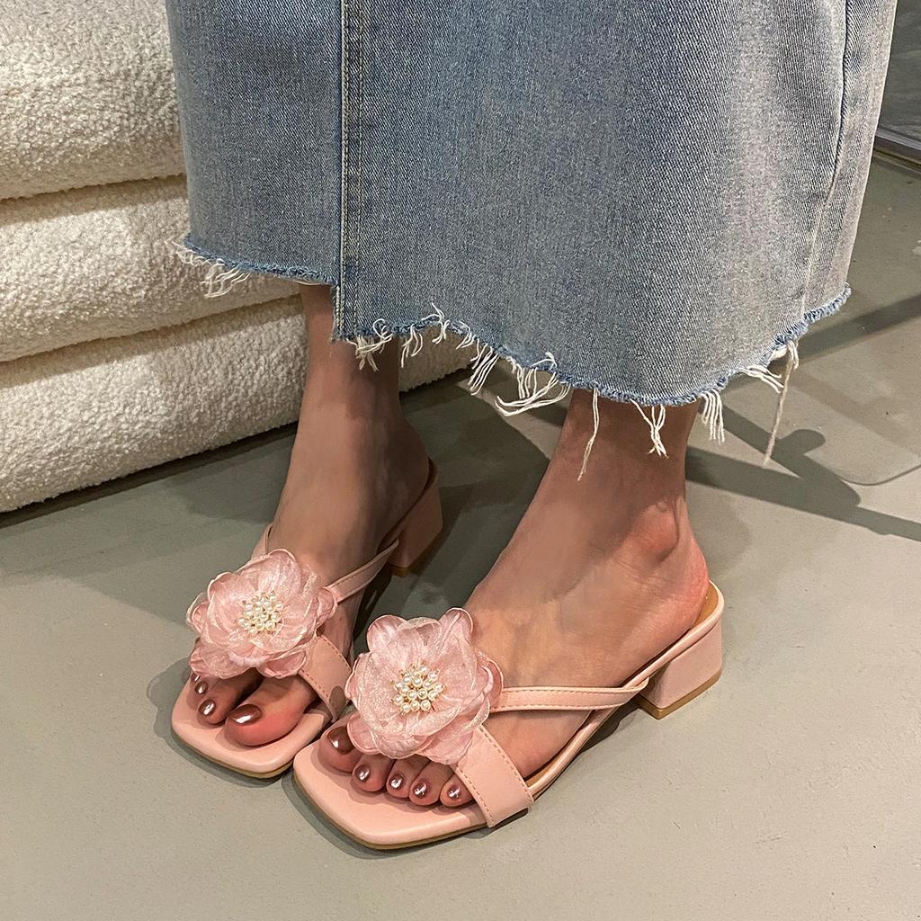 Fashion Women Sandals Elegant High Heels Peep Toe Sandals Flowers Party Casual Fashion Outdoor Dress Shoes for Women Sandalias De Mujer