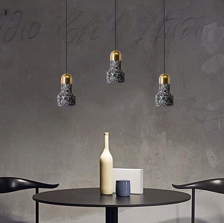 Nordic Loft Cement Pendant Light - Creative Terrazzo Decor for Bedroom, Bedside, Entrance, or Bar