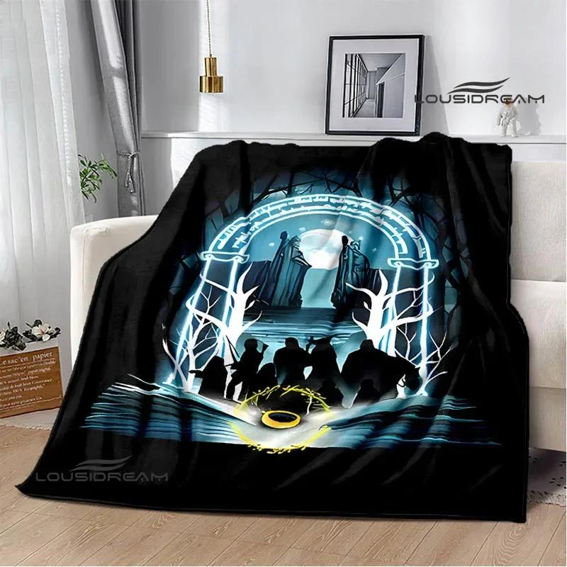 Coperta stampata L-Il Signore degli Anelli Coperte Calde in Flanella Morbida e Confortevole Coperta per Casa Viaggio fodere per letto Regalo di Compleanno