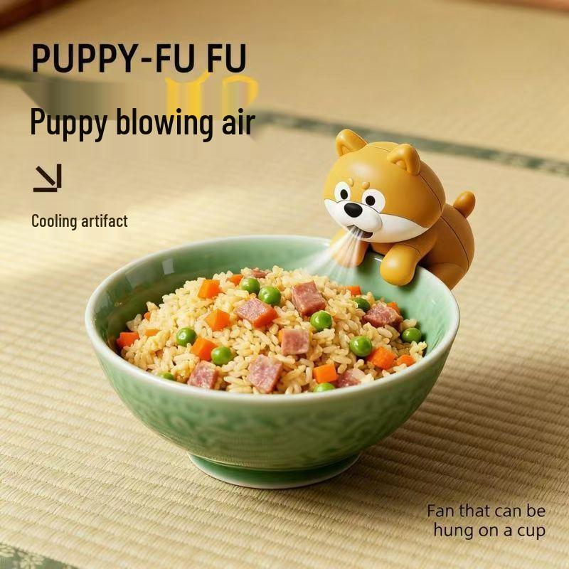 Cute Dog Cup Rim Fan: Compact Gadget to Cool Food and Soup