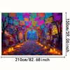 2D Mexican Day of the Dead Backdrop, Cemetery with Flags and Marigold Path Background