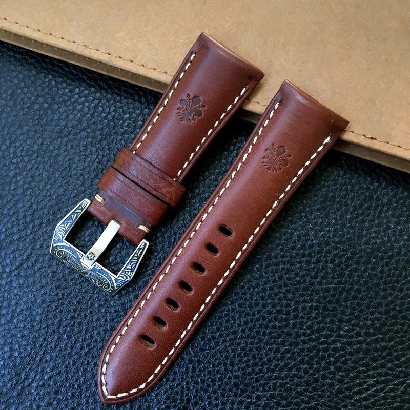 26mm Persönlichkeit Braun Schnitzereien Weiches Echtleder Armband Ersatz für PAM LUMINOR 1940 1950 Uhrenarmband