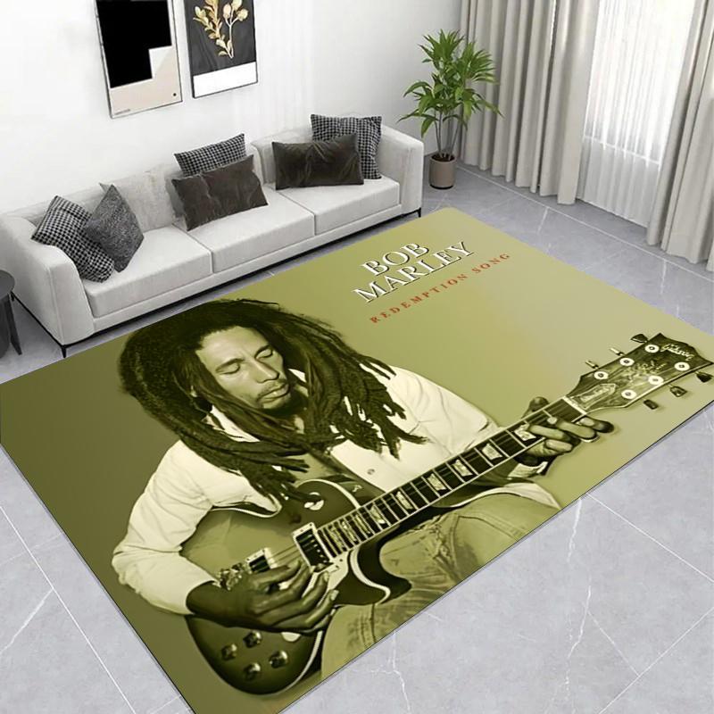 Reggae Musician Live Concert Print Area Rug, Non-Slip Music Themed Floor Mat