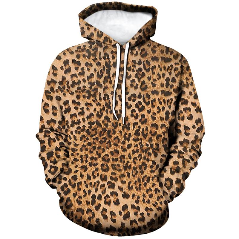 Men's Fashion Leopard Zebra 3D Print Graphic Hoodie Streetwear Long Sleeve Sweatshirt Casual Pullover for Autumn