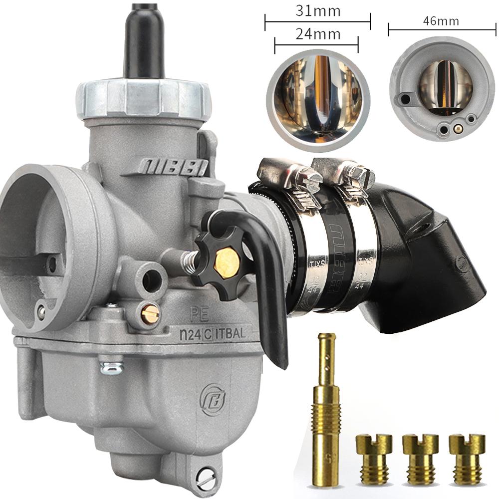 

NIBBI PE24/26mm Motorcycle Carburetor Kit 125CC-200CC GY6 Engine Intake Manifold 48mm Air Filter Fit Honda Yamaha Scooter ATV PE24mmSportSet1