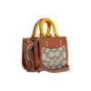 Coach Rogue 12 Klassisches Logo Reißverschluss Jacquardstoff Und Leder Schulter Crossbody Tasche Mini Damen Taschen Braun CC515-B4TA7
