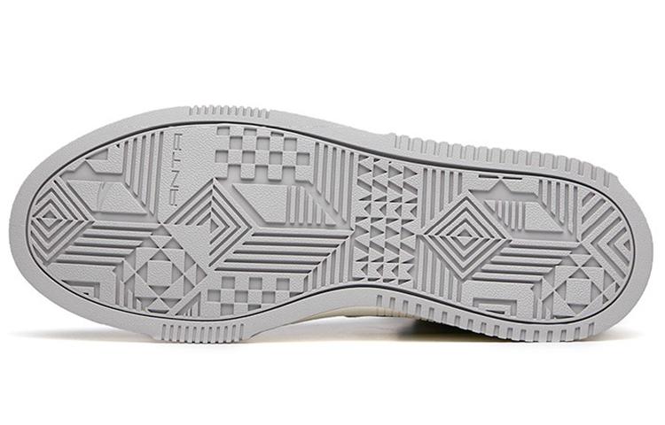 Men's Sneakers Anta Leather Slip Resistant Abrasion Resistant High top Skateboard Shoes Men's White Gray