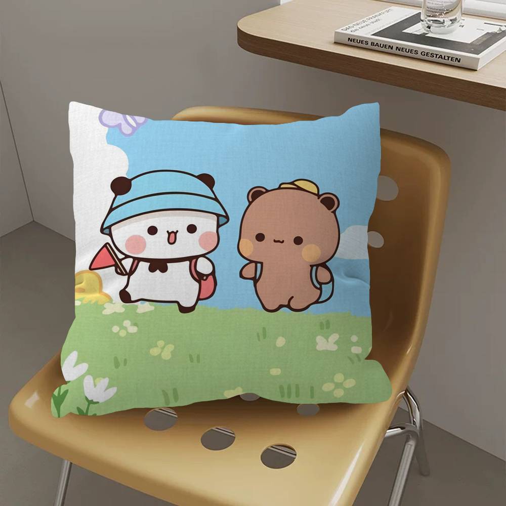 Bear Cartoon Kawaii D-Dudu B-Bubu Maple Design Cushion Cover Happy Autumn Harvest decor Holiday Decorati Pillow Cover