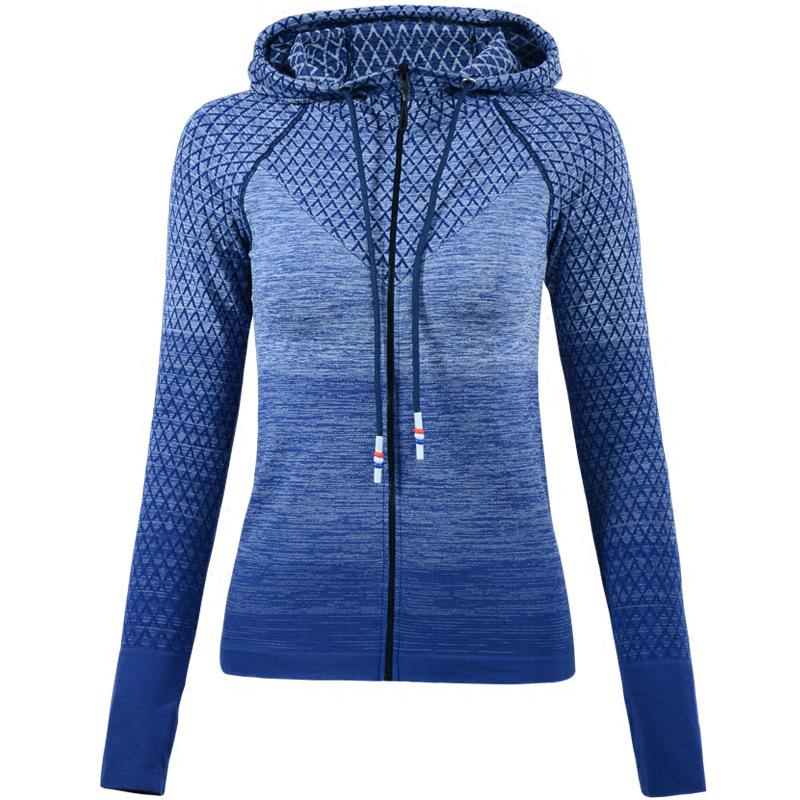 Women's Quick-Dry Slim Fit Hooded Jacket for Yoga and Sports, Long Sleeve Zip Cardigan for Autumn and Winter Fitness.