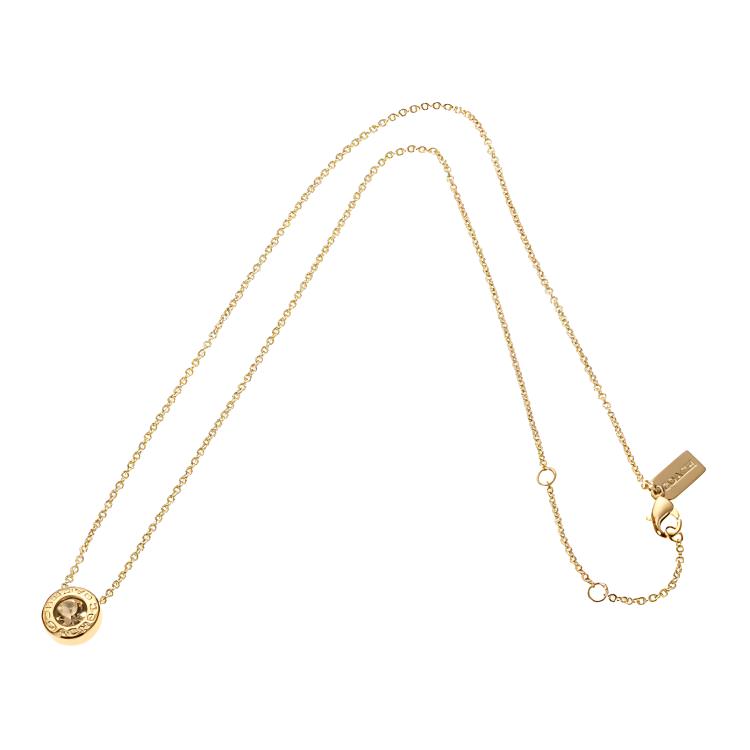 Coach Round Diamond-Studded Alloy Necklace Women Necklace Gold F54514-GLD