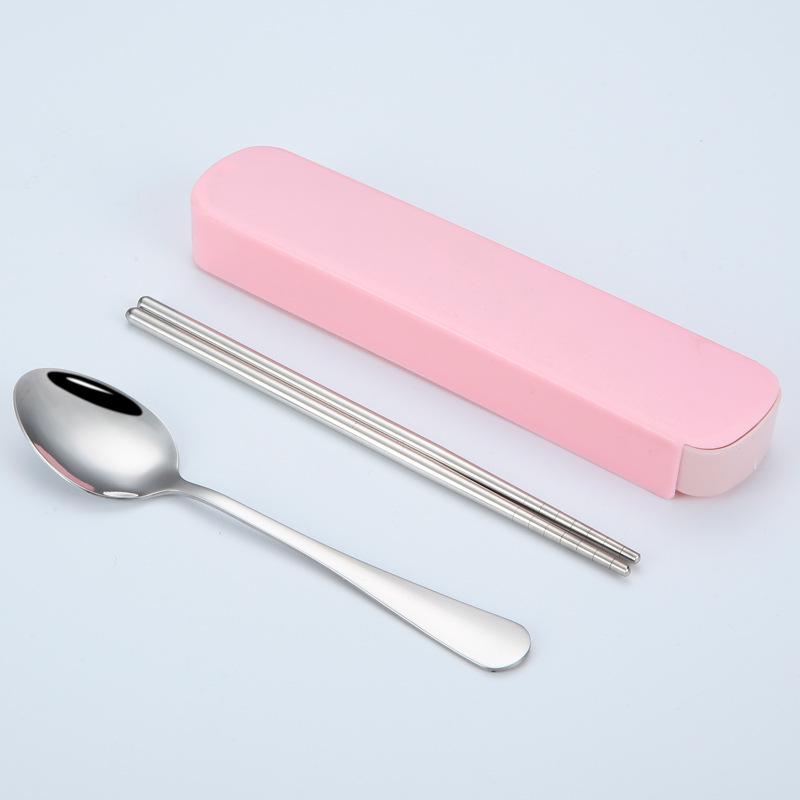 Portable Stainless Steel Cutlery Set: Spoons, Chopsticks, Knife, Fork - Three-Piece Set