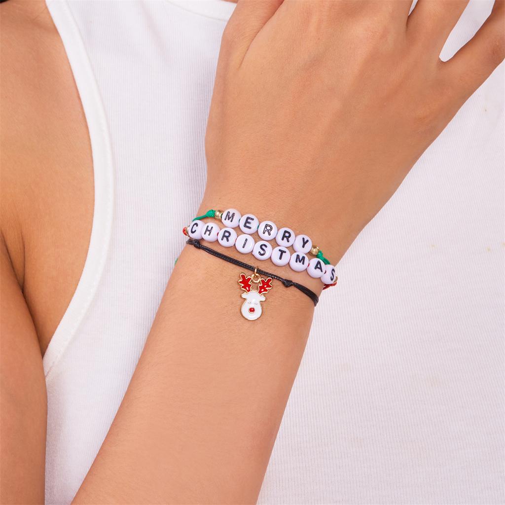 Christmas Bracelet Set Stretch Bracelets with Christmas card Heishi Surfer Bracelets  bracelets for Women xmas gifts