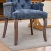 Upholstered Chenille Fabric Accent Dining Chair, Curved Solid Wood Legs, Elegant Tufted Dining Room Kitchen Arm Chair, Single Pack, Blue, DE1895BL