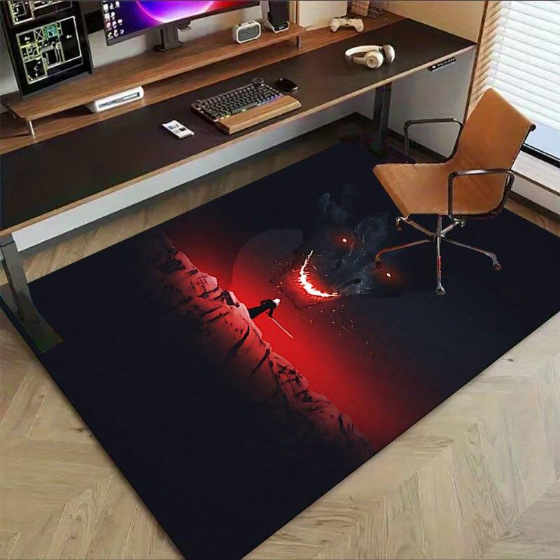 1 Stück Feuer und Blut Büro Teppich Stuhlmatten, Heimdekor Matte | Fantasy Thema Matte | Strapazierfähige Matte, Drachen DekorB20