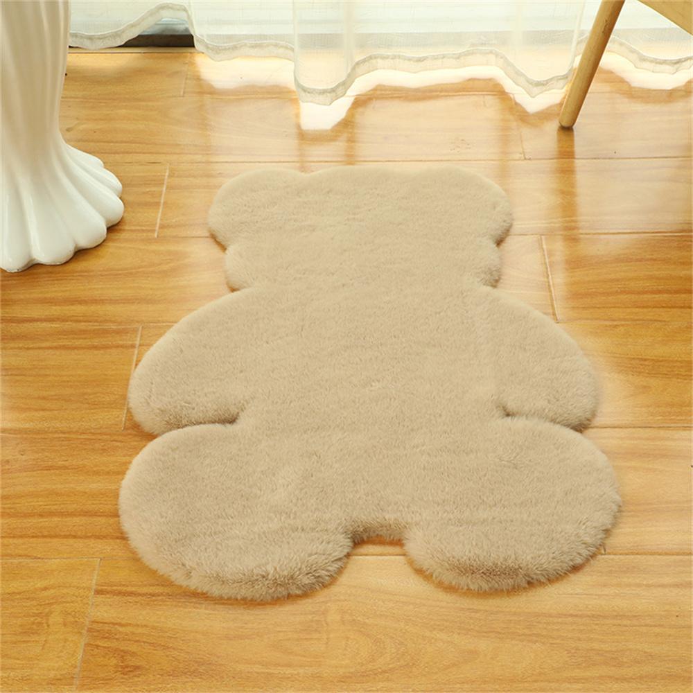 

Искусственный мягкий ковер из кроличьей шерсти в форме медведя для спальни, гостиной, коврики, противоскользящие, впитывающие, напольные коврики хаки