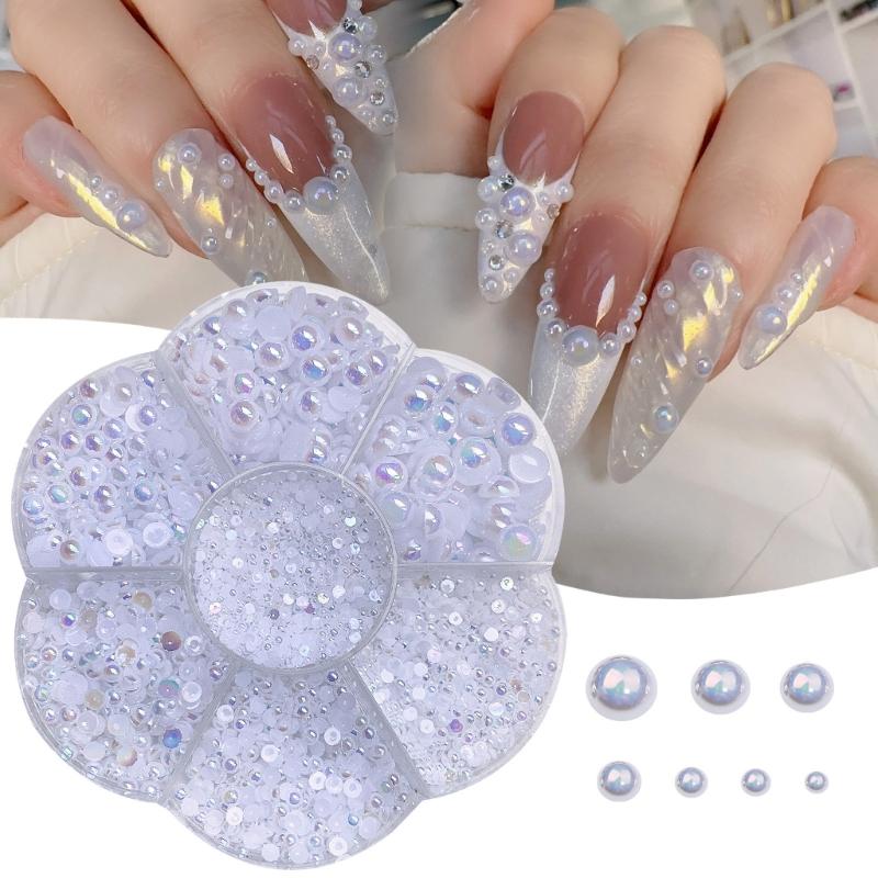 Elegant and Modern Resin Half Beads Nail Art Craft Personalized Nails DIY Decoration for Special Occasions