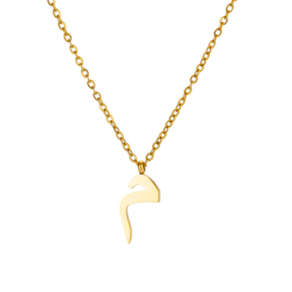Náhrdelník z nerezové oceli s arabským písmenem pro ženy, zlatá barva, přívěsek s abecedou, choker, řetízek na klíční kost, trendy šperk, dárek