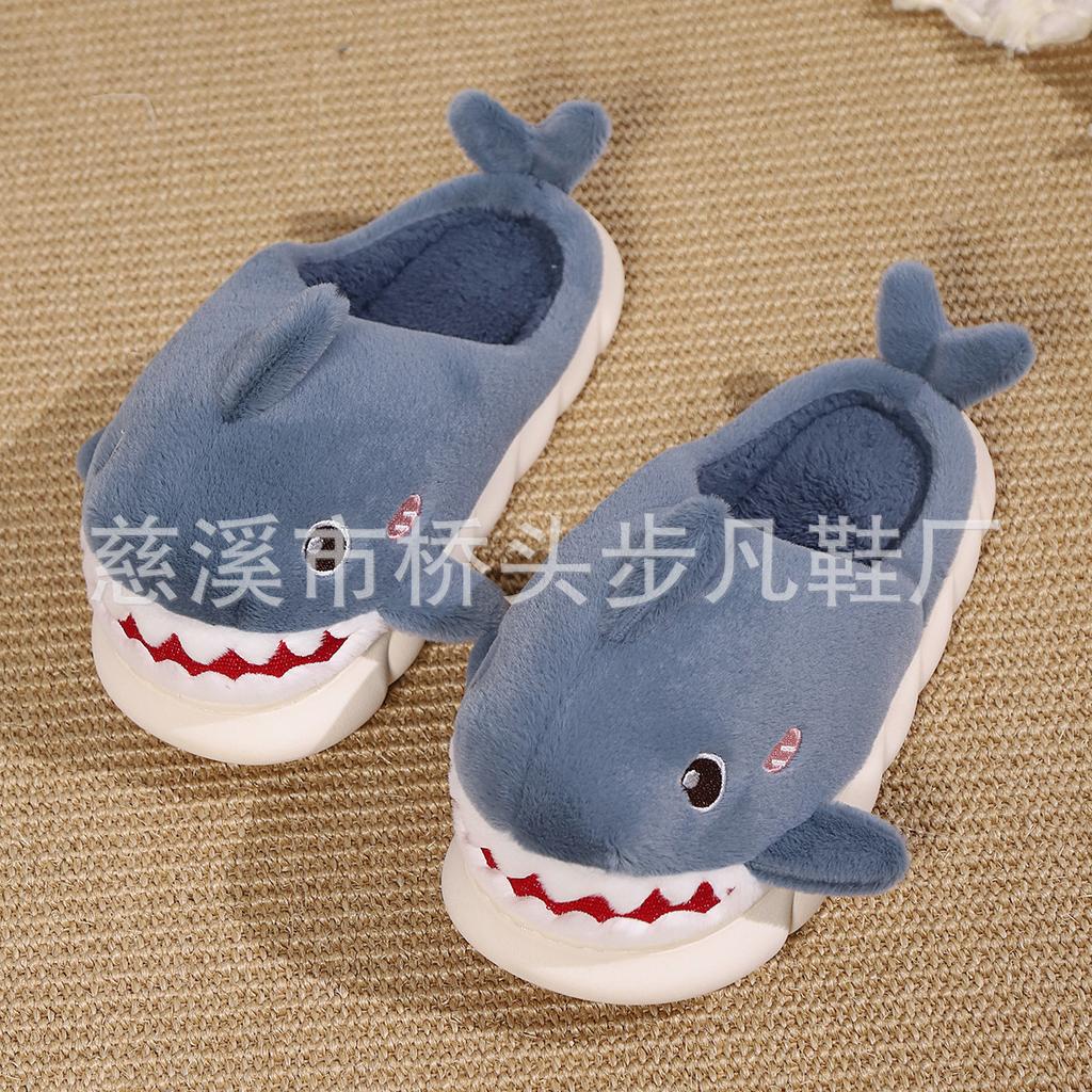 New shark home slippers warm spring and autumn slippers couple men and women summer