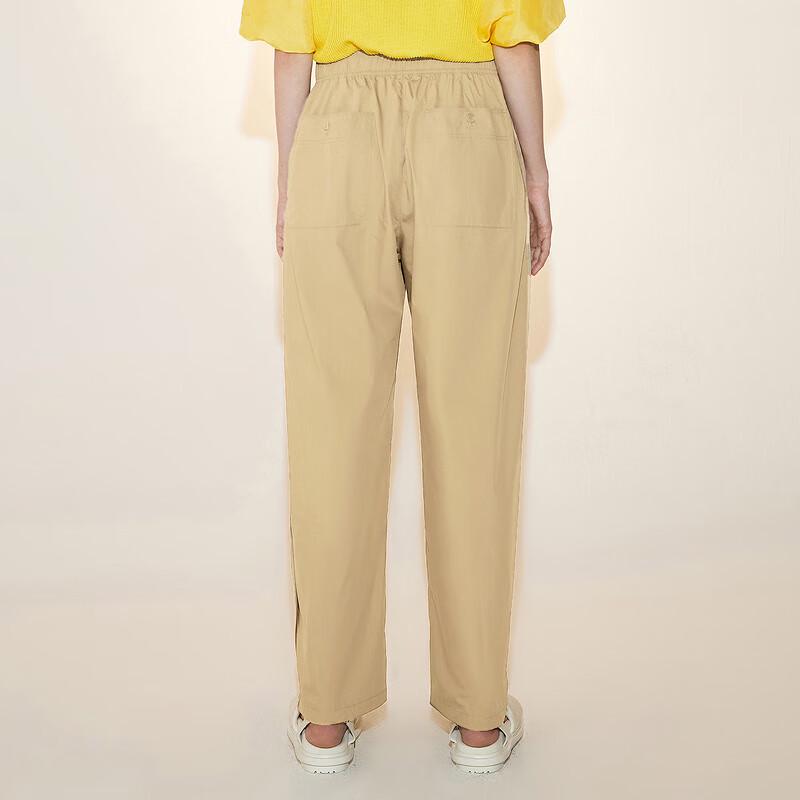 LESS Women's Summer High-Waist Loose Straight-Leg Cotton Blend Pants