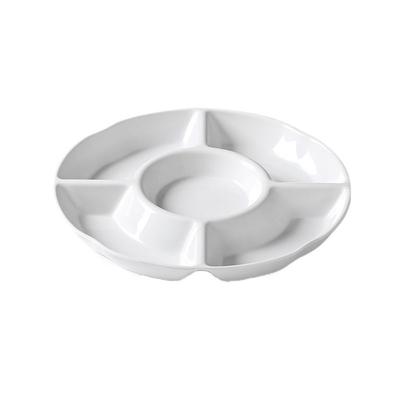Melamine Food Serving Tray Divided Imitation Porcelain Appetizer Plates Drop-proof White Snack Serving Platter Fruit